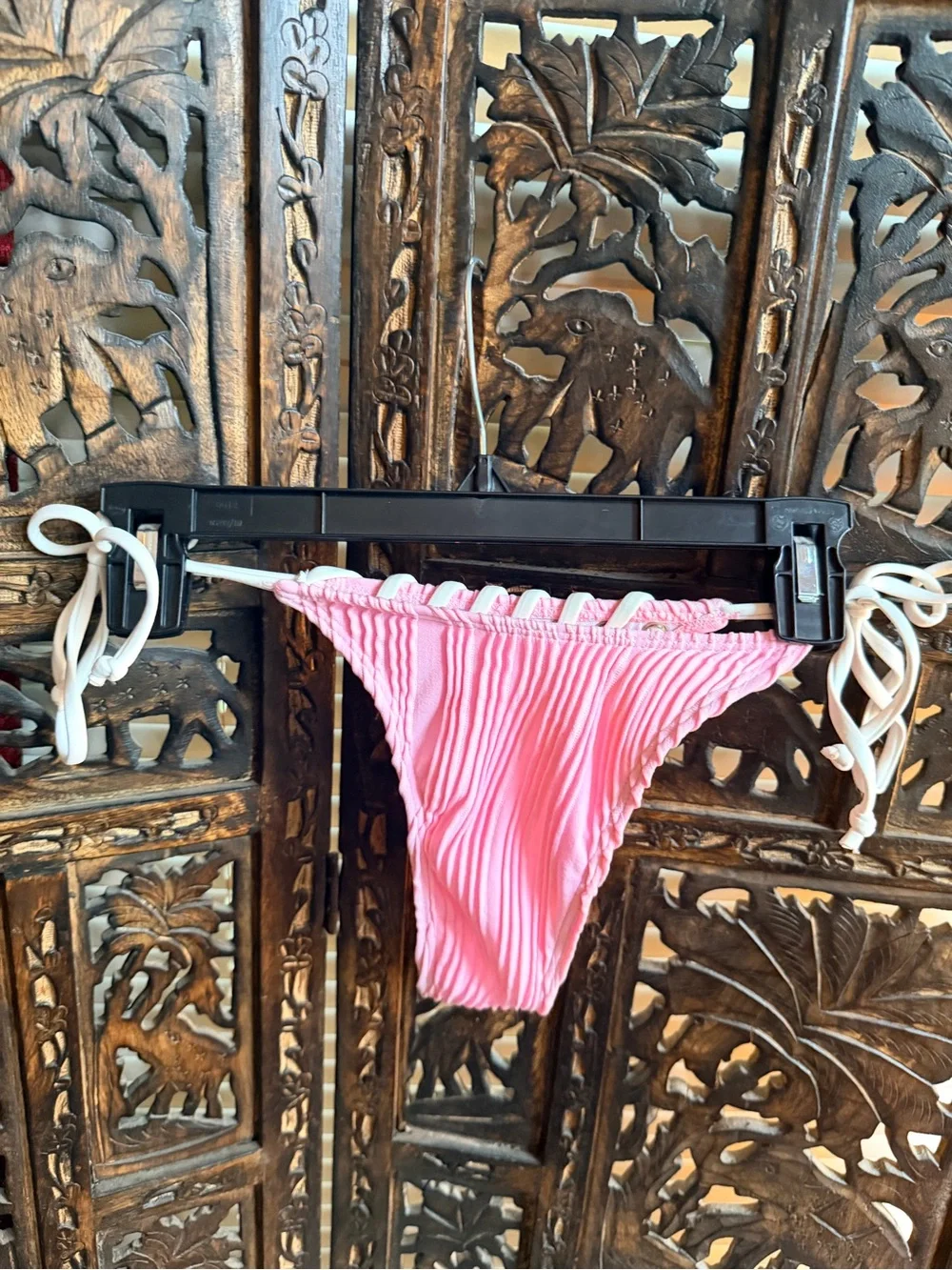 Pink Ruched String Bikini Bottom - Picture 4 of 7